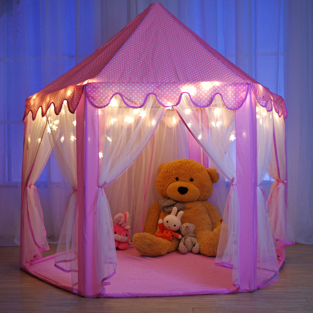 Princess Tent Girls Large Playhouse Kids Castle Play Tent with Star Lights Toy for Children Indoor and Outdoor Games, 55'' x 53'' (DxH)