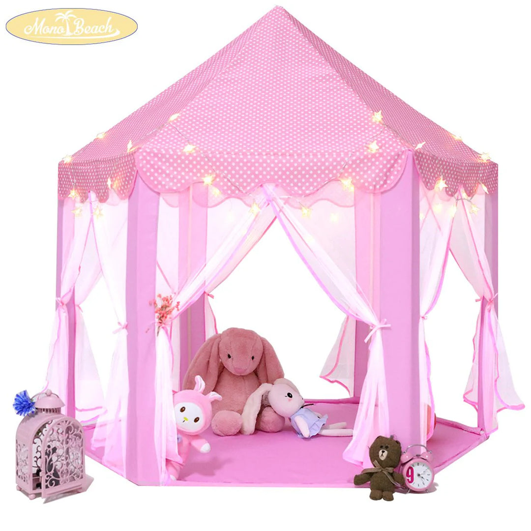 Princess Tent Girls Large Playhouse Kids Castle Play Tent with Star Lights Toy for Children Indoor and Outdoor Games, 55'' x 53'' (DxH)