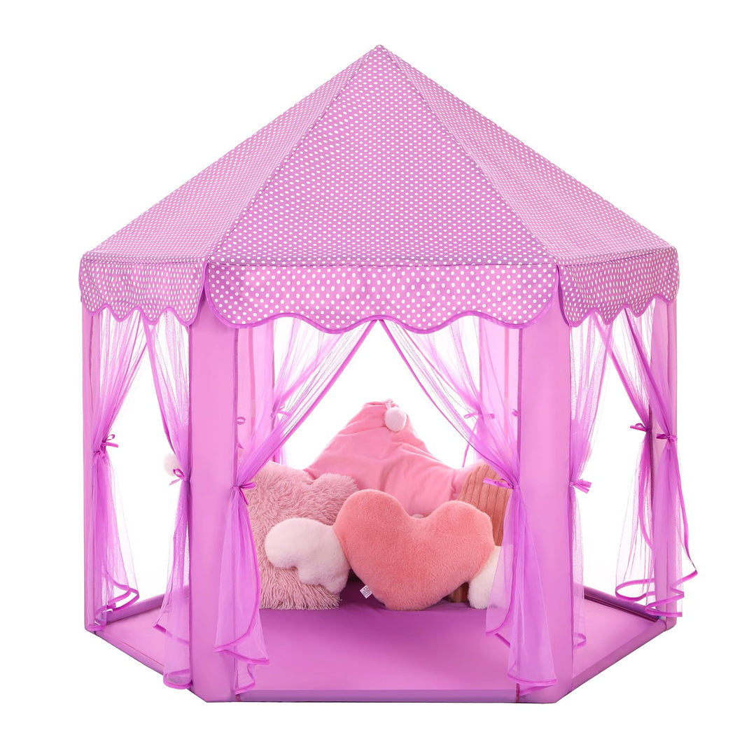 Princess Tent Girls Large Playhouse Kids Castle Play Tent with Star Lights Toy for Children Indoor and Outdoor Games, 55'' x 53'' (DxH)